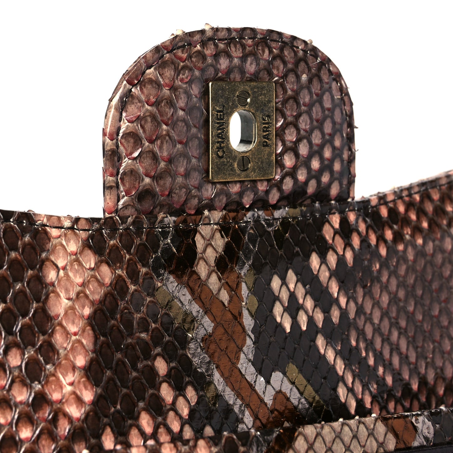 Snakeskin Jumbo Double Flap Brown Multicolor