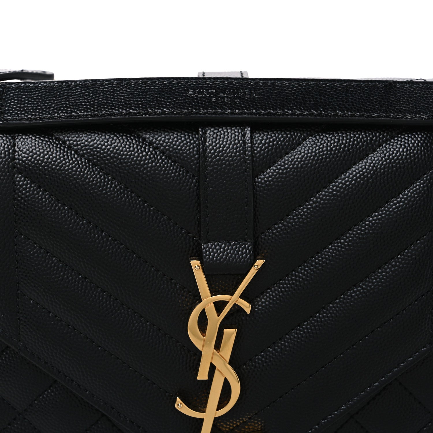 Saint Laurent Grain De Poudre Textured Mixed Matelasse Triquilt Medium Monogram Satchel Black 7 of 10