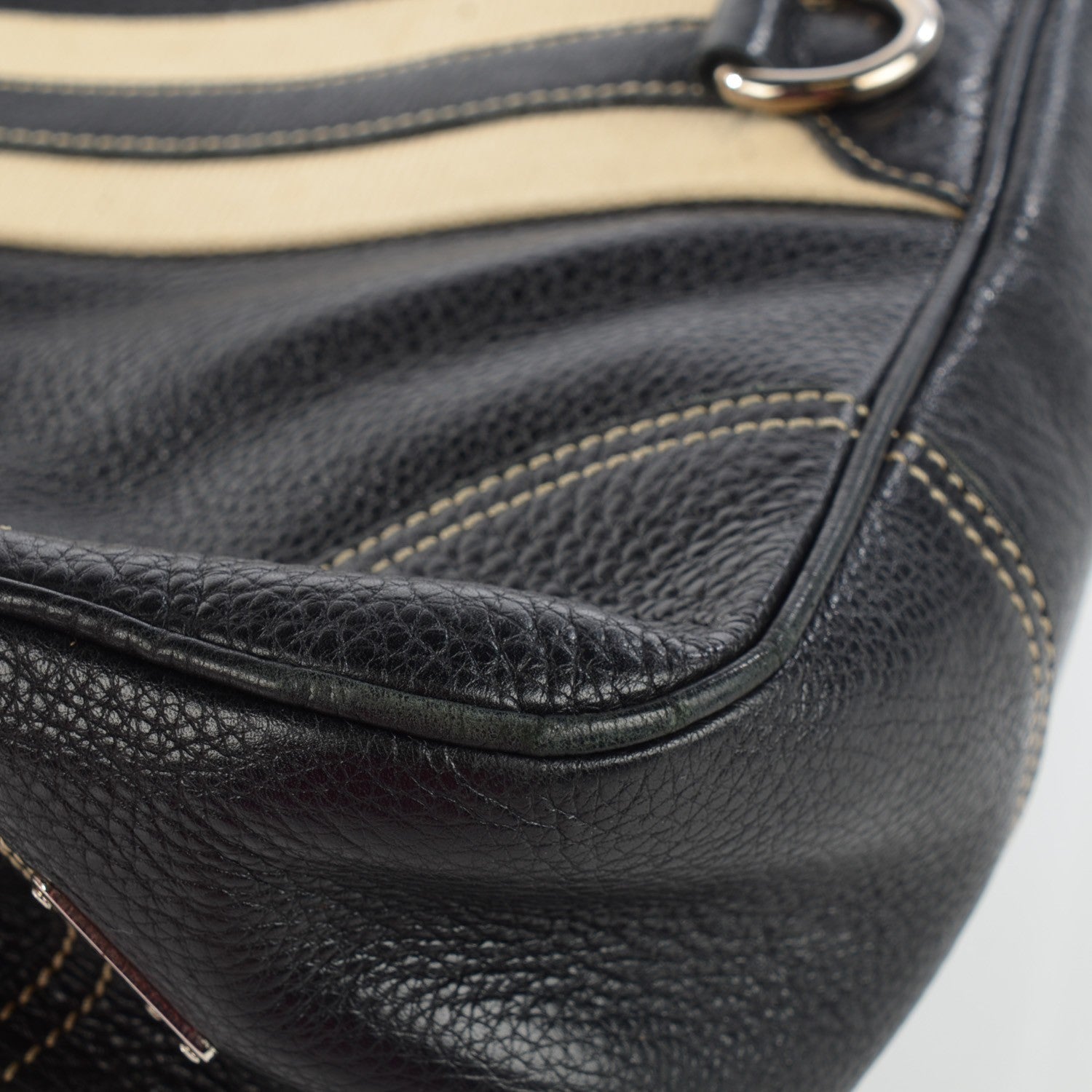 Prada Vitello Daino Stripe Shoulder Bag Nero Black 10 of 12