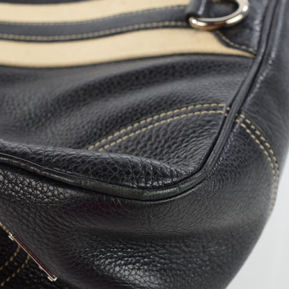 Prada Vitello Daino Stripe Shoulder Bag Nero Black 10 of 12