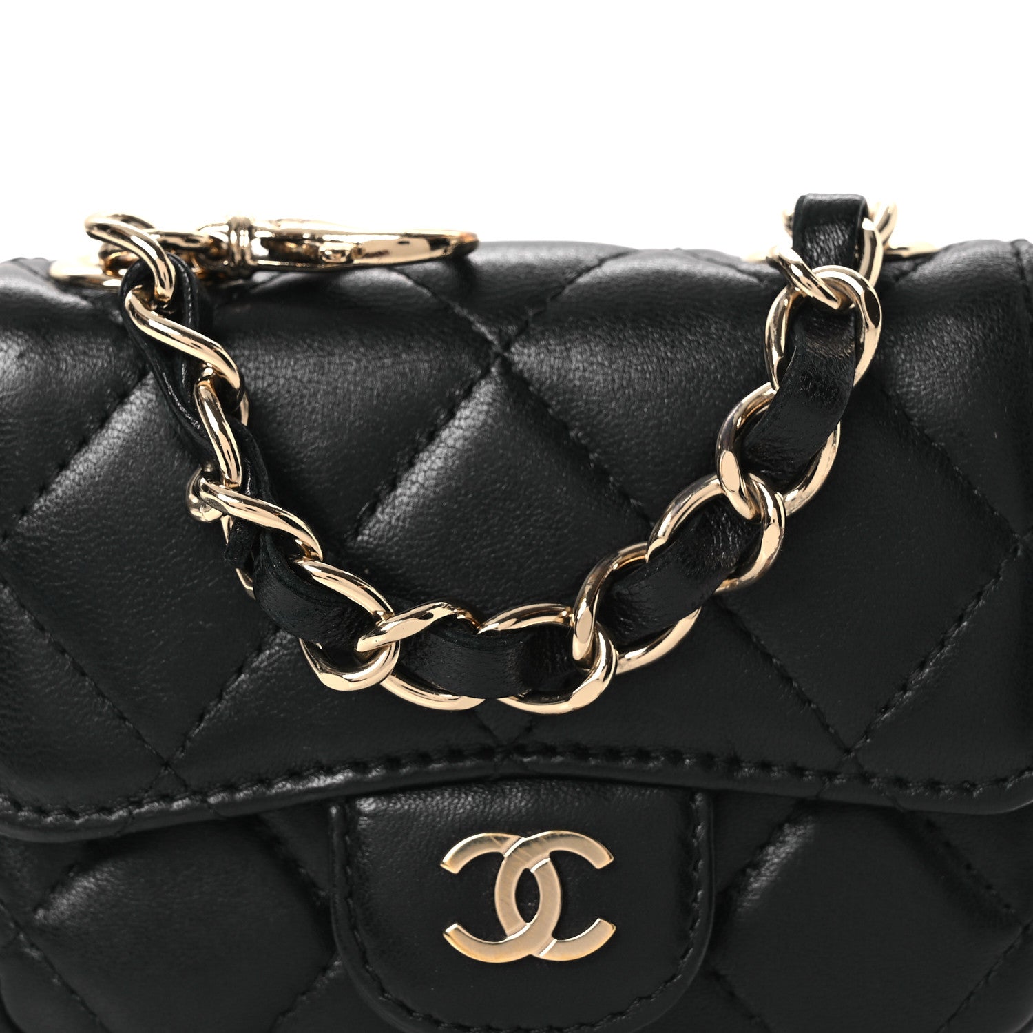 Chanel Lambskin Quilted Mini Chain Belt Bag Black 9 of 11