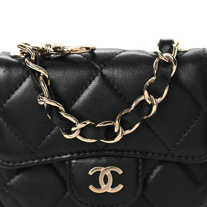 Chanel Lambskin Quilted Mini Chain Belt Bag Black 9 of 11
