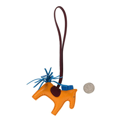 Hermes Milo Lambskin Grigri Rodeo Horse Bag Charm PM Jaune D'Or Bleu Zanzibar Rouge H 2 of 4