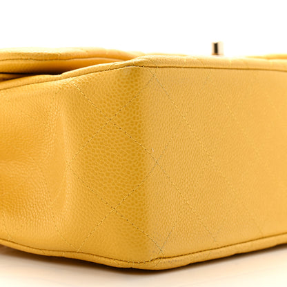 Chanel Caviar Quilted Jumbo Double Flap Yellow 9 of 13