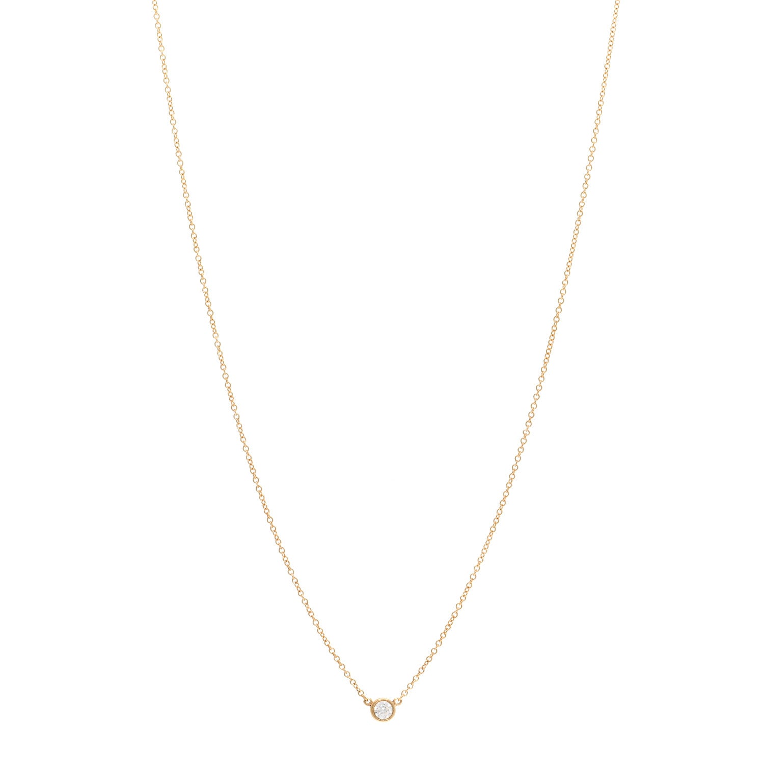 Tiffany 18K Yellow Gold Diamond .17ct Elsa Peretti Diamonds by the Yard Pendant Necklace 1 of 5