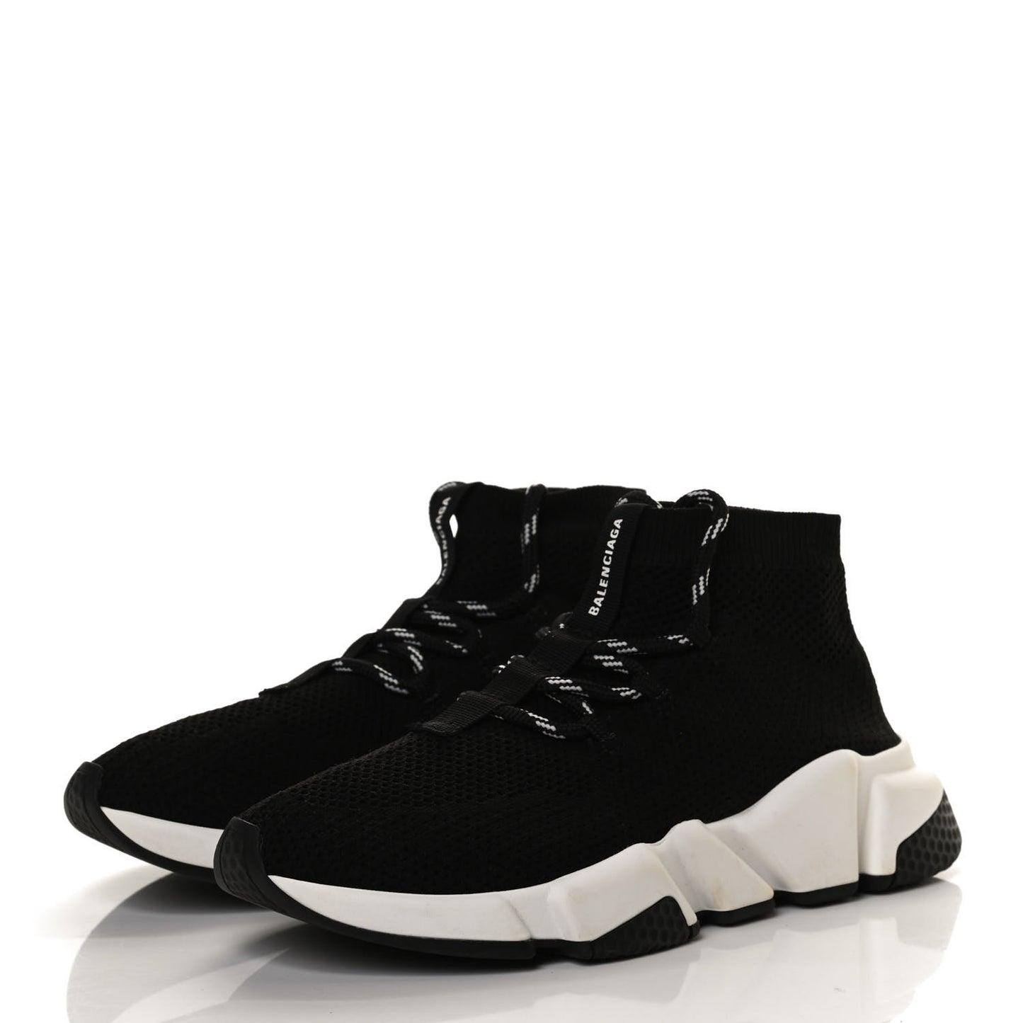 Knit Womens Speed Lace Up Sneakers 35 Black