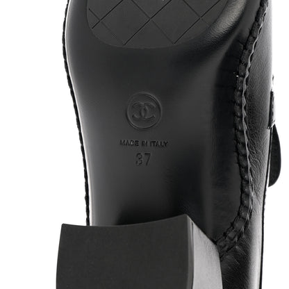 Chanel Shiny Calfskin Metal CC Loafers 37 Black 8 of 9