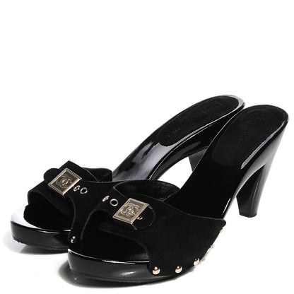 Chanel Suede CC Mules 41 Black 3 of 7