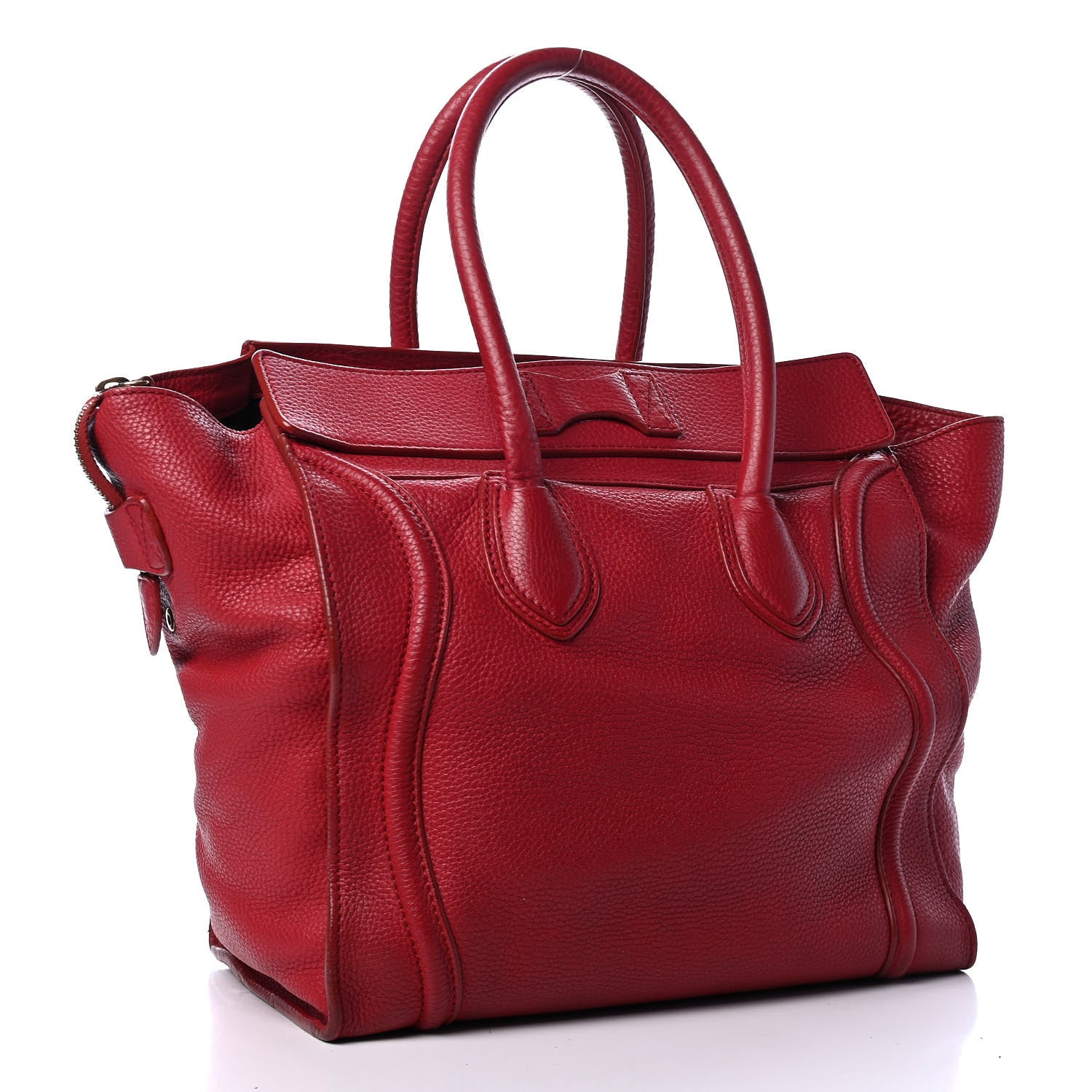 Celine Pebbled Calfskin Mini Luggage Red 2 of 4