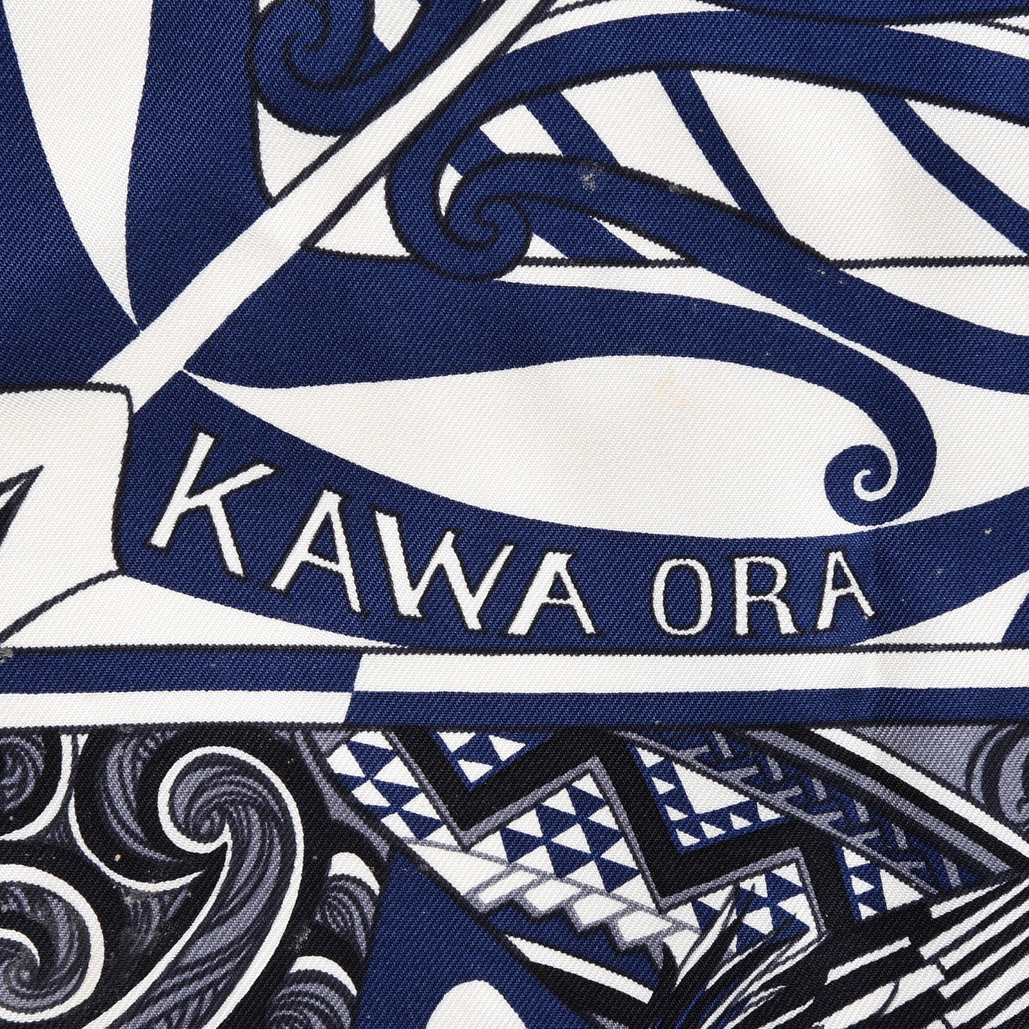 Hermes Silk Kawa Ora Scarf 90 Ivory Marine Black 4 of 6