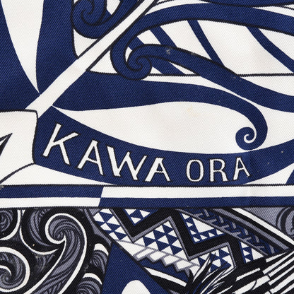 Hermes Silk Kawa Ora Scarf 90 Ivory Marine Black 4 of 6