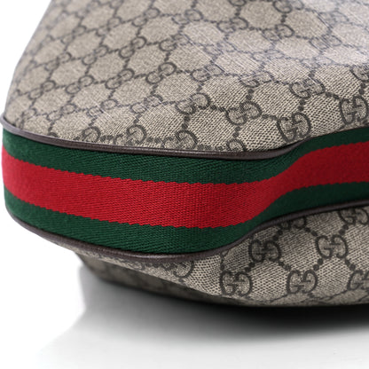 Gucci GG Supreme Monogram Textured Calfskin Web Large Attache Messenger Bag Beige Ebony New Acero 8 of 10
