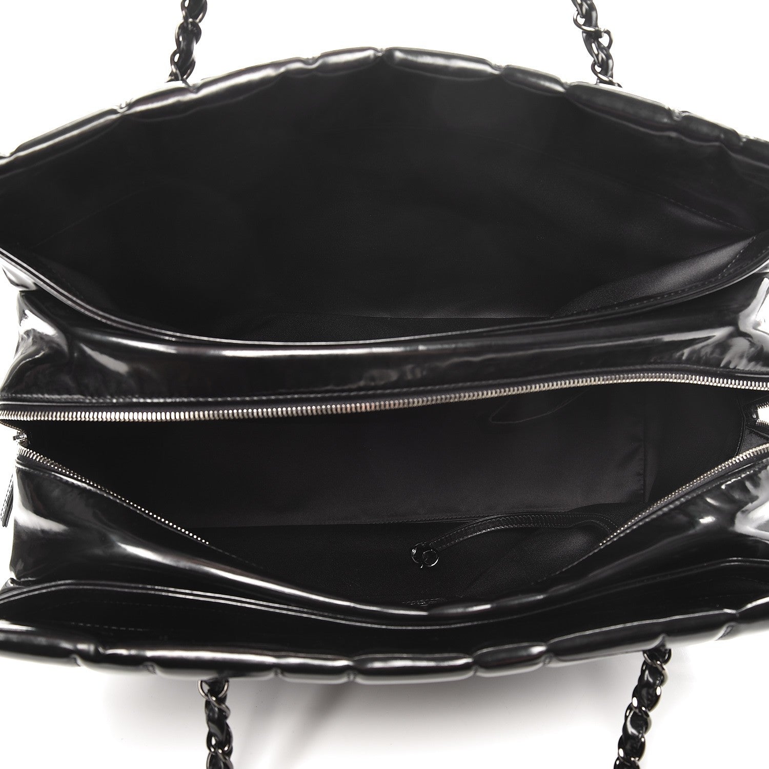 Chanel Vinyl Quilted Frozen Shopping Tote Black 5 of 9