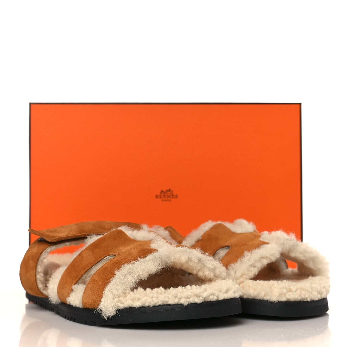 Suede Goatskin Woolskin Womens Chypre Sandals 39 Brun Fume Ecru