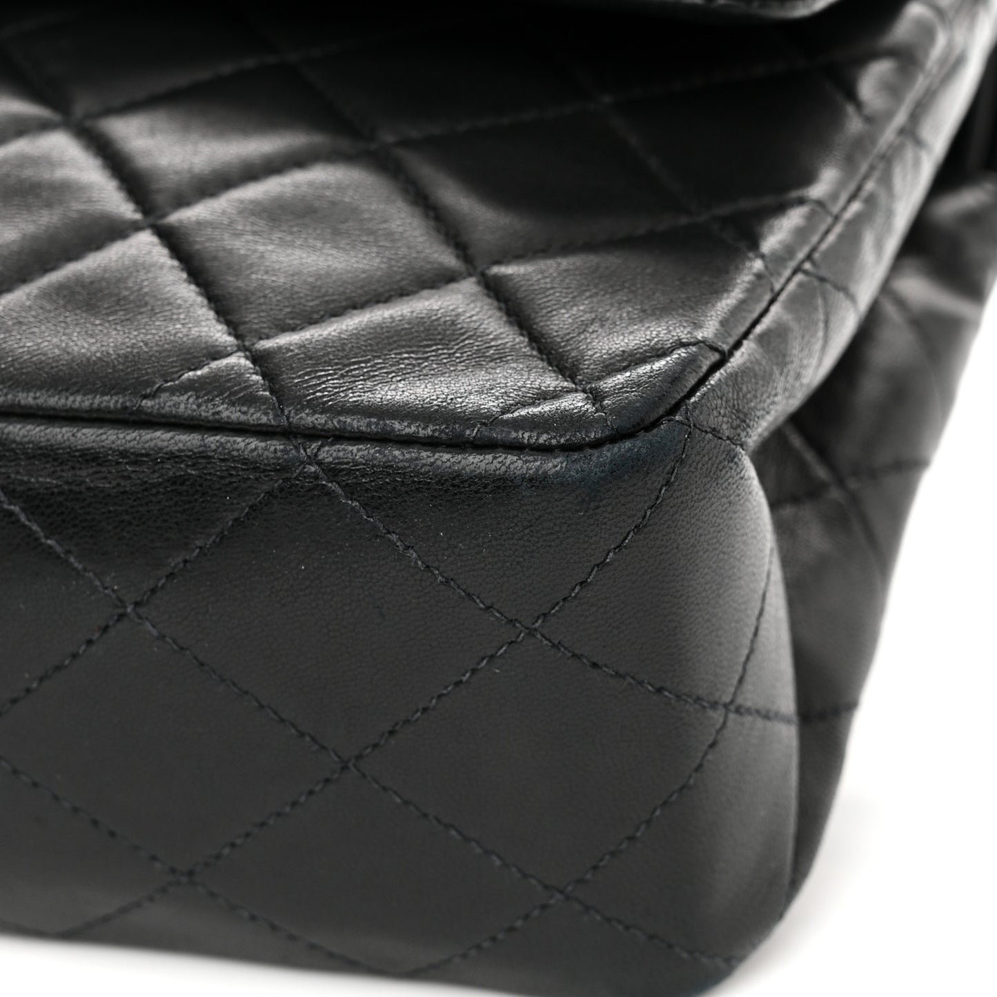 Lambskin Quilted Medium Double Flap Black
