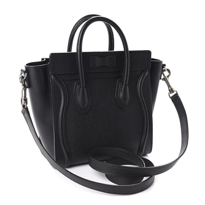 Celine Drummed Calfskin Nano Luggage Black 3 of 9
