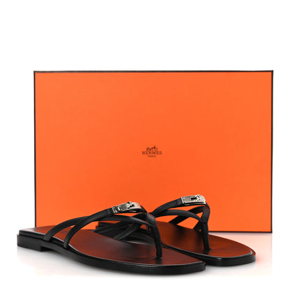 Hermes Calfskin Miss Sandals 39 Black 11 of 11
