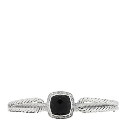 David Yurman Sterling Silver Diamond Black Onyx Albion Cable Bracelet 1 of 3