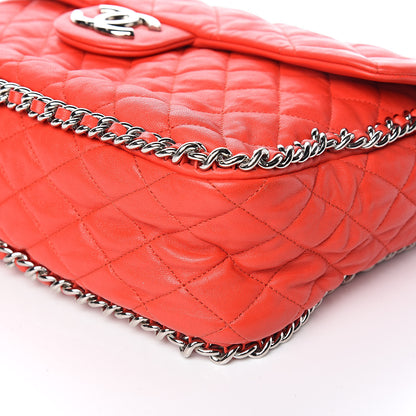 Chanel Washed Lambskin Quilted Maxi Chain Around Flap Red 10 of 12