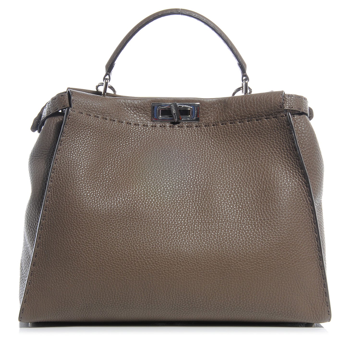Cuoio Romano Selleria Bi-Color Large Peekaboo Iconic Satchel Taupe