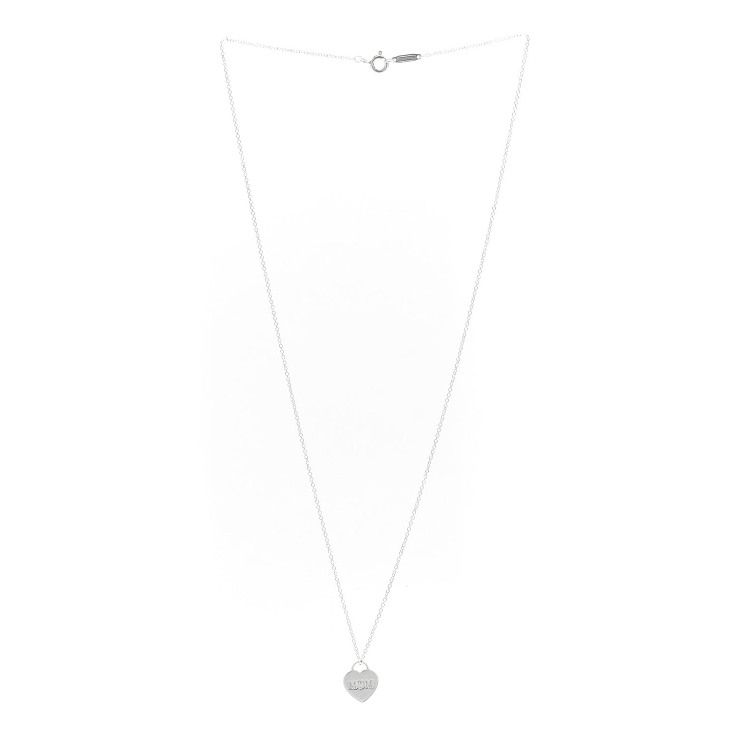 Sterling Silver Mini Mom Heart Tag Pendant Necklace
