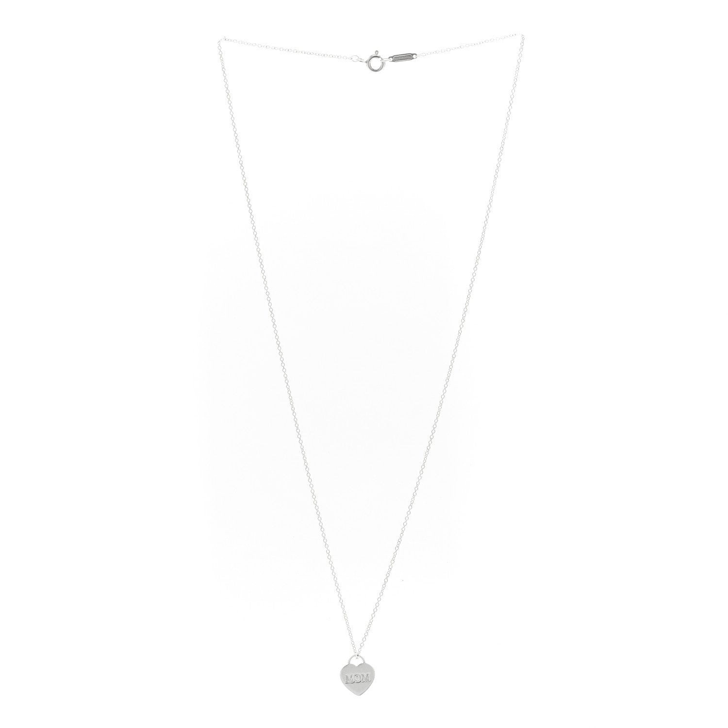 Tiffany Sterling Silver Mini Mom Heart Tag Pendant Necklace 3 of 6