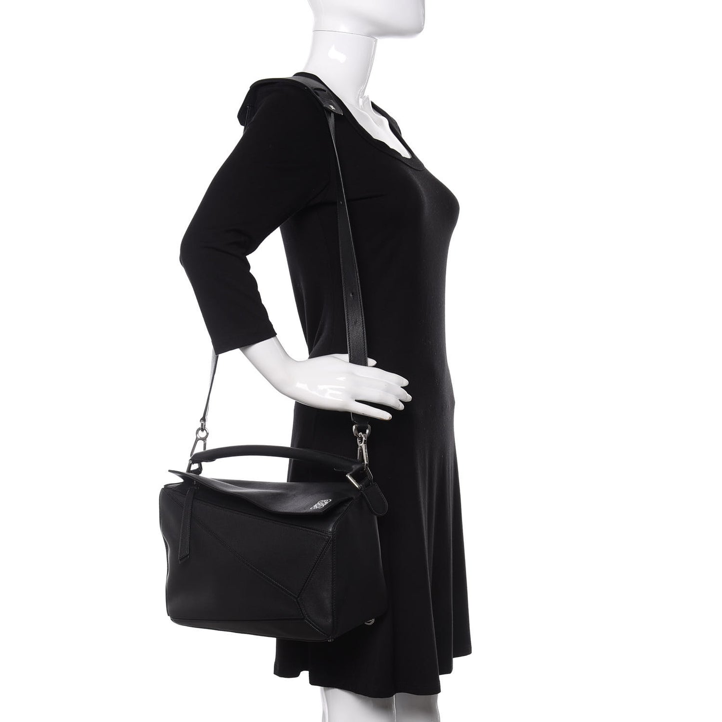 Calfskin Medium Puzzle Bag Black