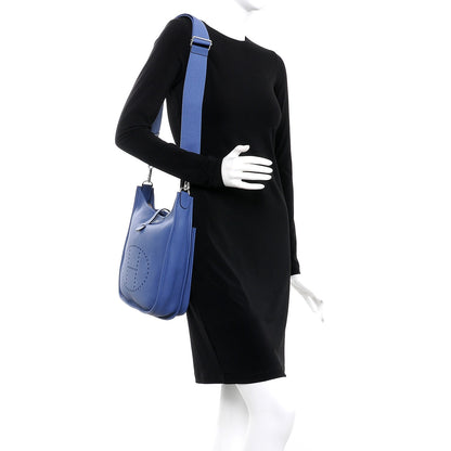 Hermes Taurillon Clemence Evelyne III PM Bleu Agate 2 of 8