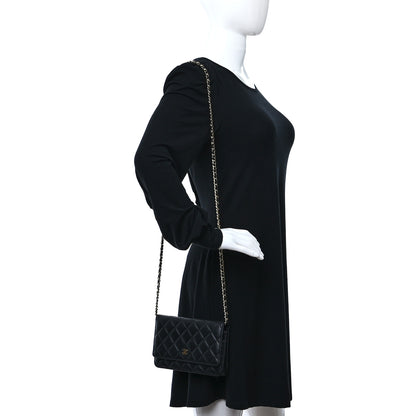 Chanel Lambskin Quilted Wallet On Chain WOC Black 2 of 12