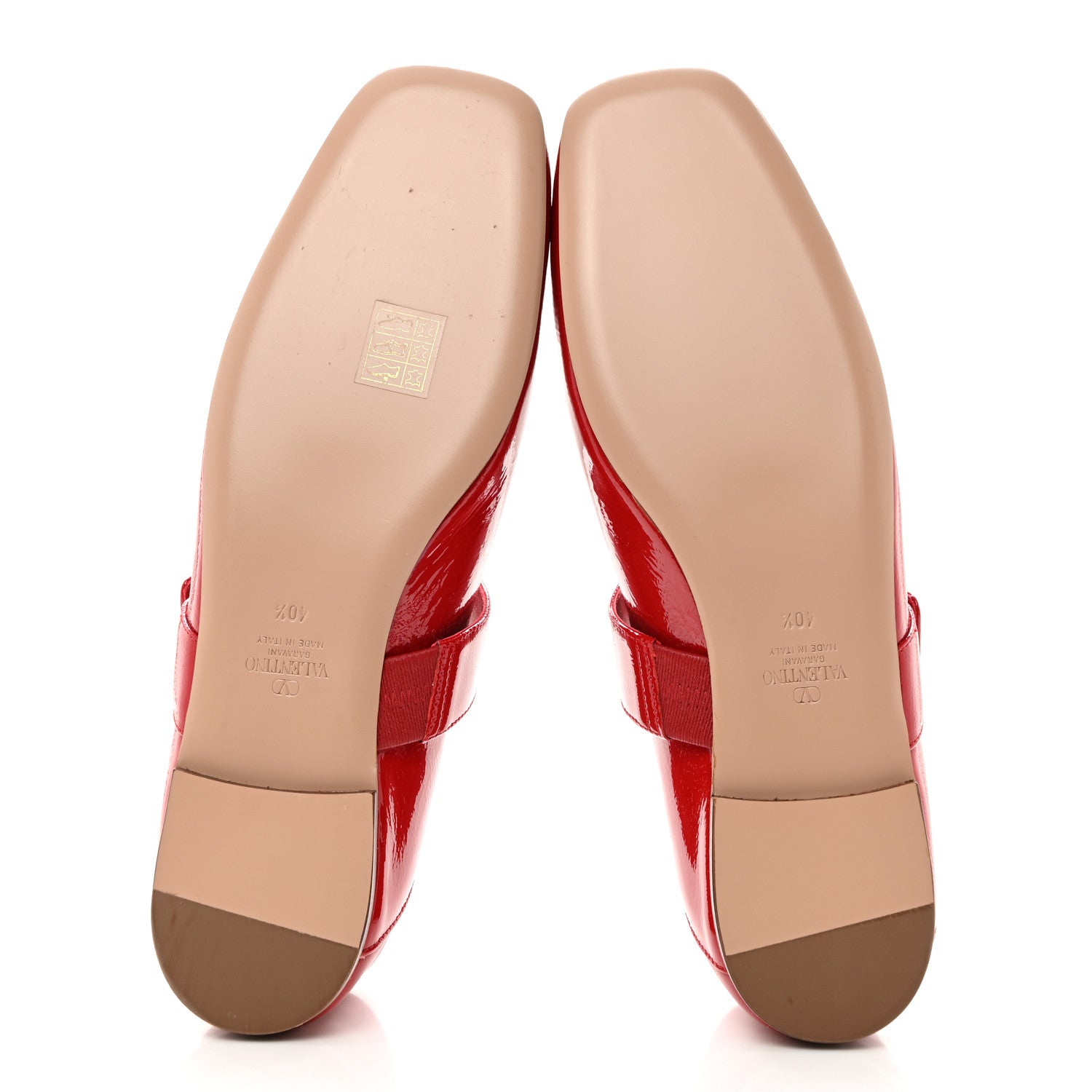 Valentino Garavani VALENTINO GARAVANI Naplack Nappa Vlogo Locker Mary Jane Collapsible Heel Ballerina Flats 40.5 Rosso Valentino 8 of 8