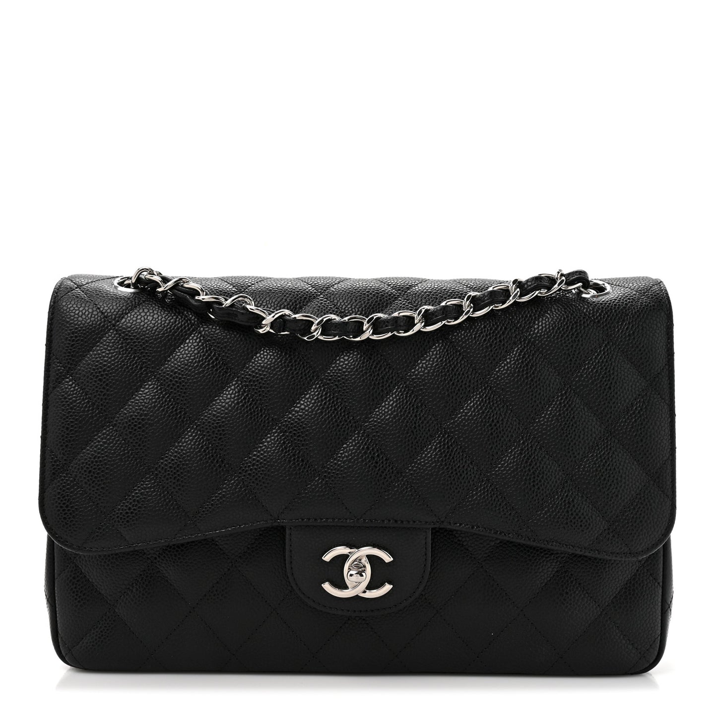 Caviar Quilted Jumbo Double Flap Black