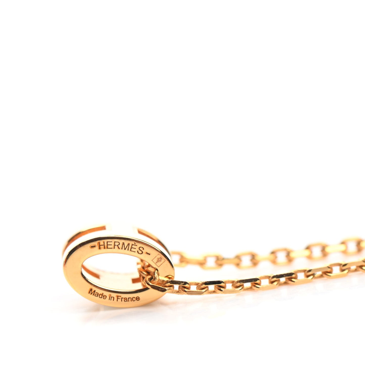 Lacquered Gold Mini Pop H Pendant Necklace White