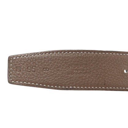 Hermes Box Togo 32mm Belt Strap 95 Black Etoupe 5 of 11