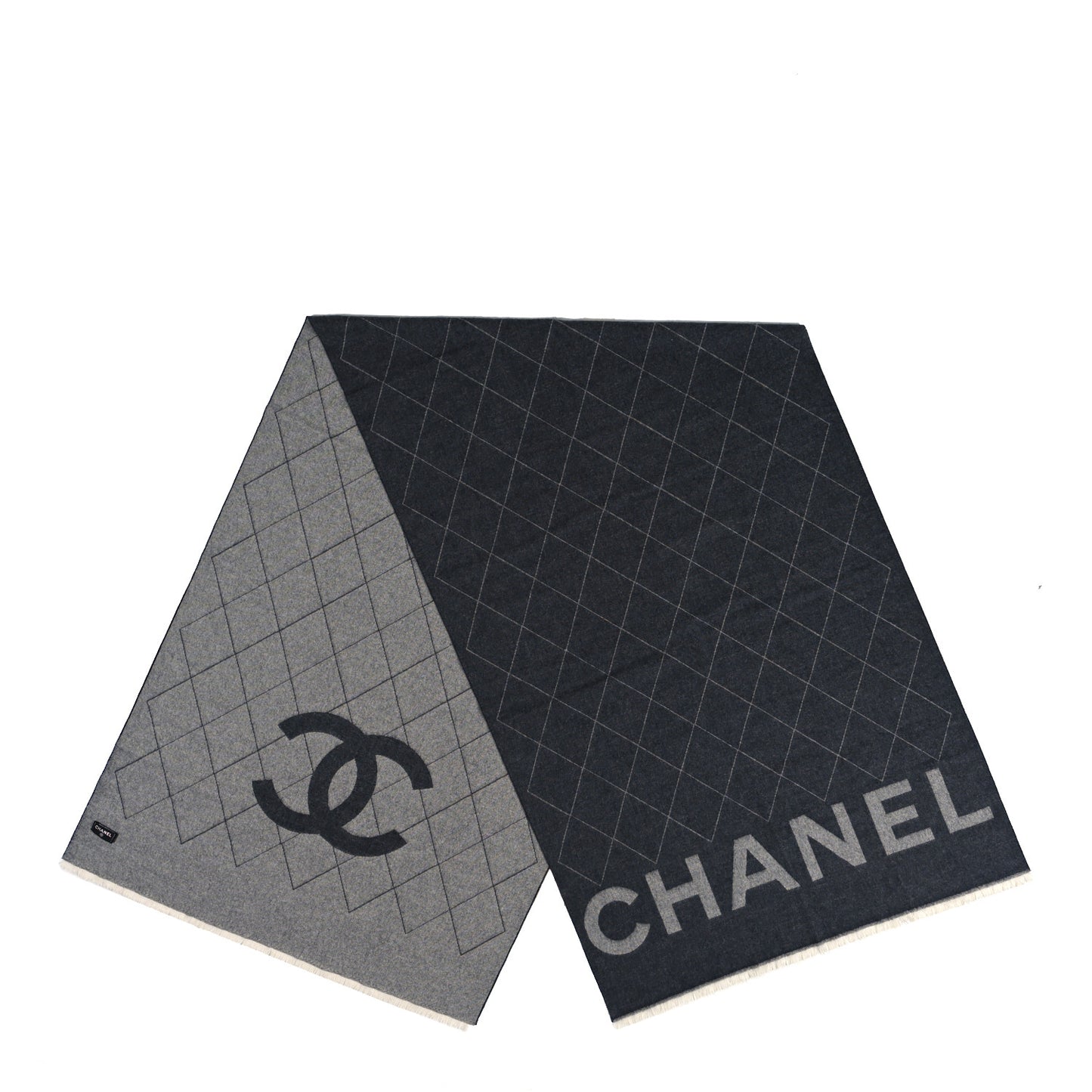 Cashmere Silk Quilted CC Logo Stole Black