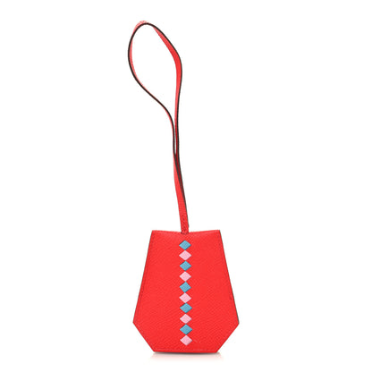 Hermes Epsom Clochette Cles Petit Tressage Charm Rouge De Coeur Mauve Sylvestre Bleu Du Nord 1 of 5