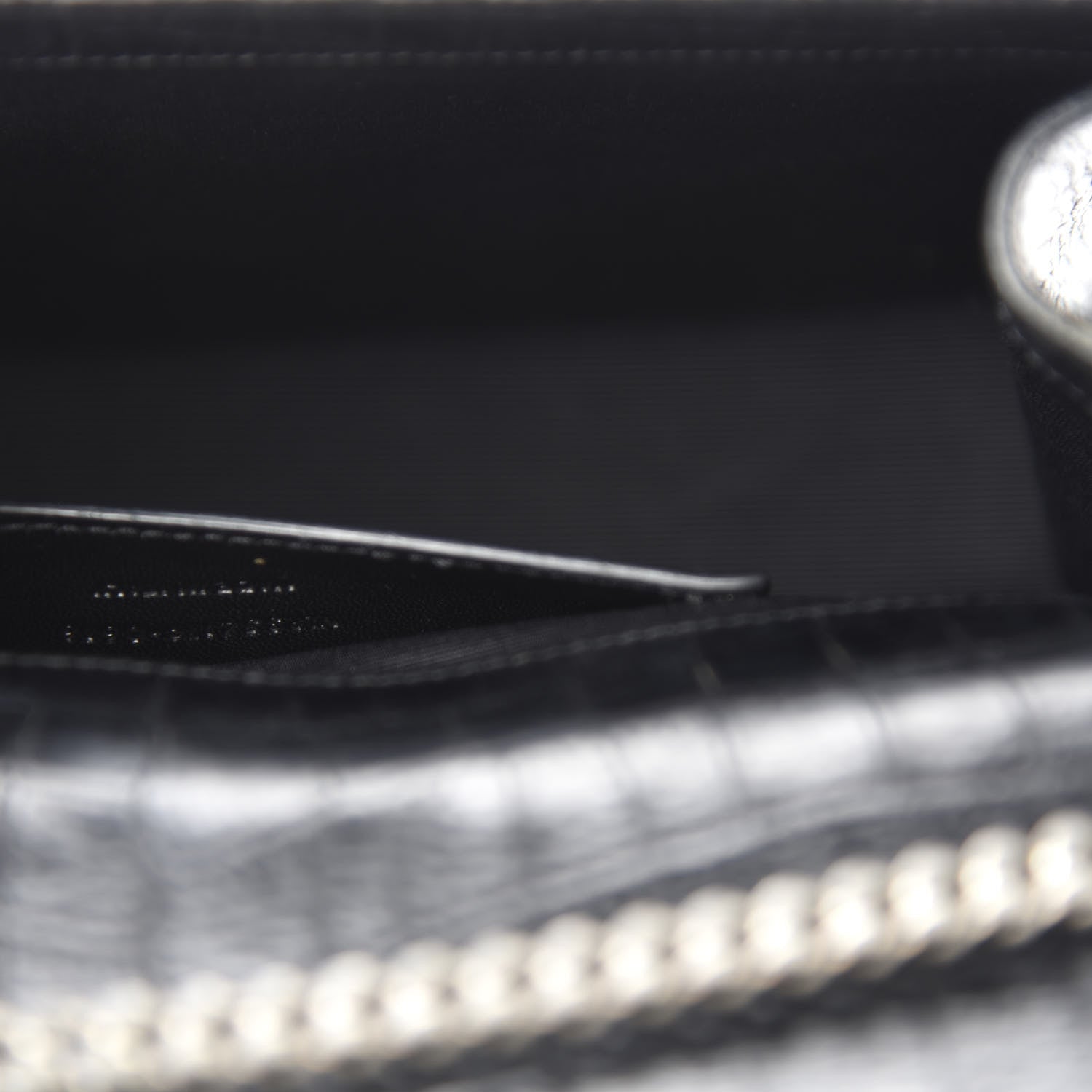 Saint Laurent Calfskin Crocodile Embossed Medium Classic Monogram Kate Tassel Satchel Black 10 of 11