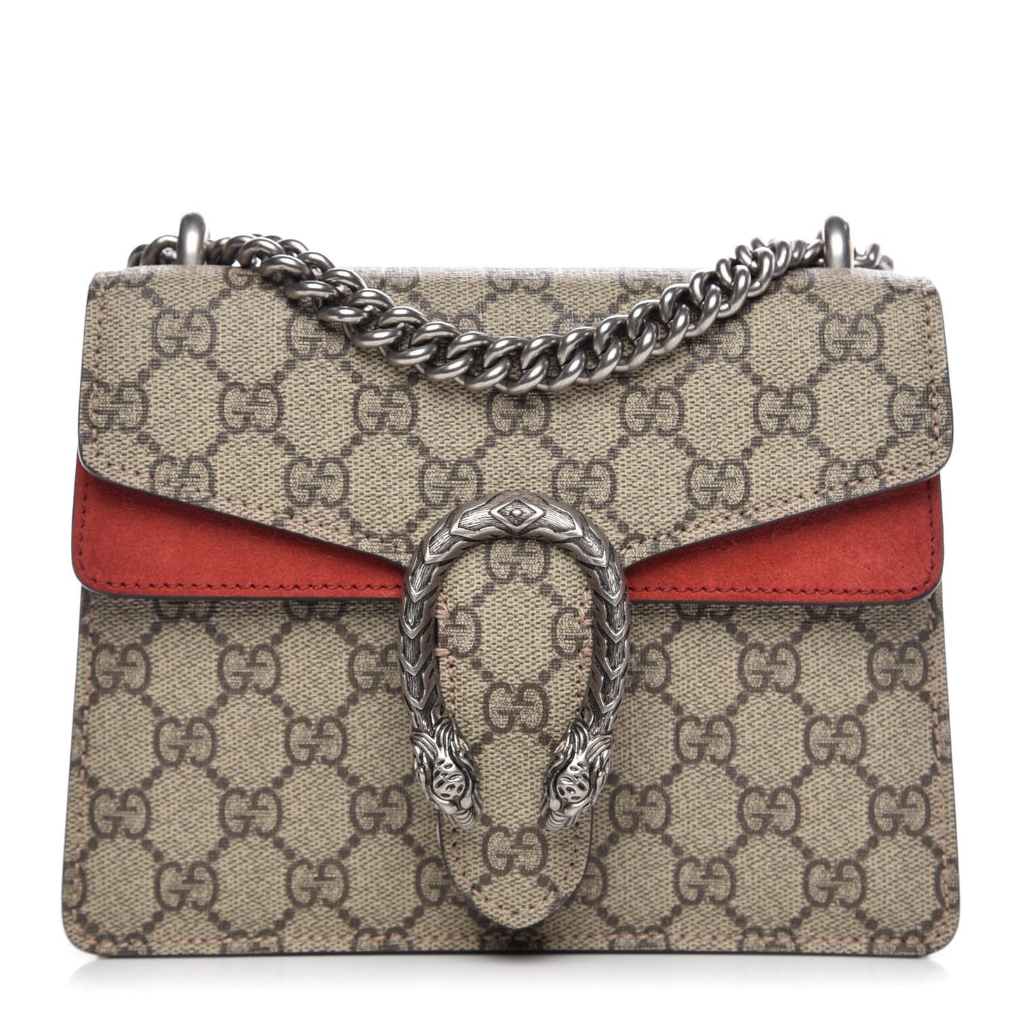 GG Supreme Monogram Mini Dionysus Shoulder Bag Hibiscus Red