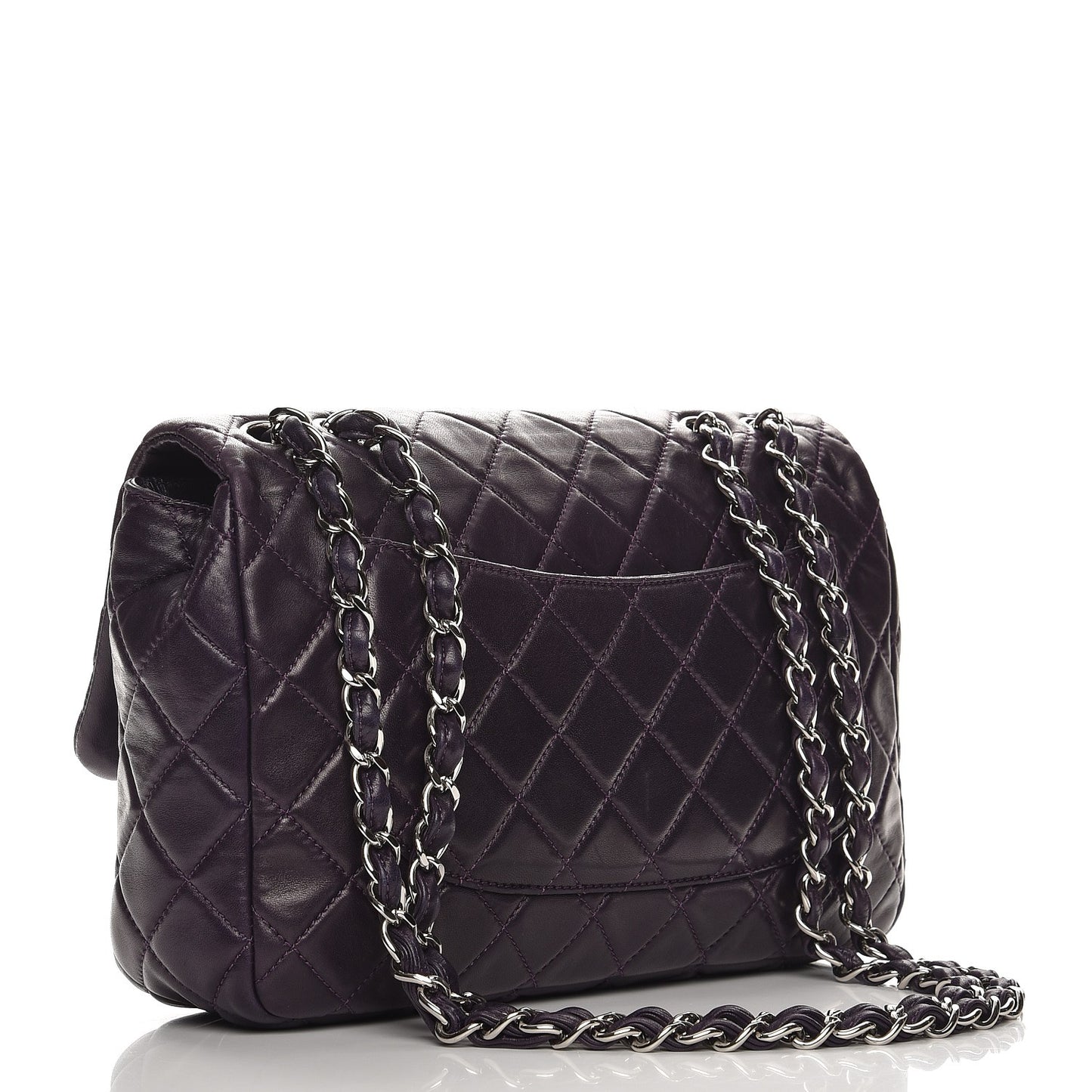 Lambskin Quilted Jumbo Single Flap Dark Purple