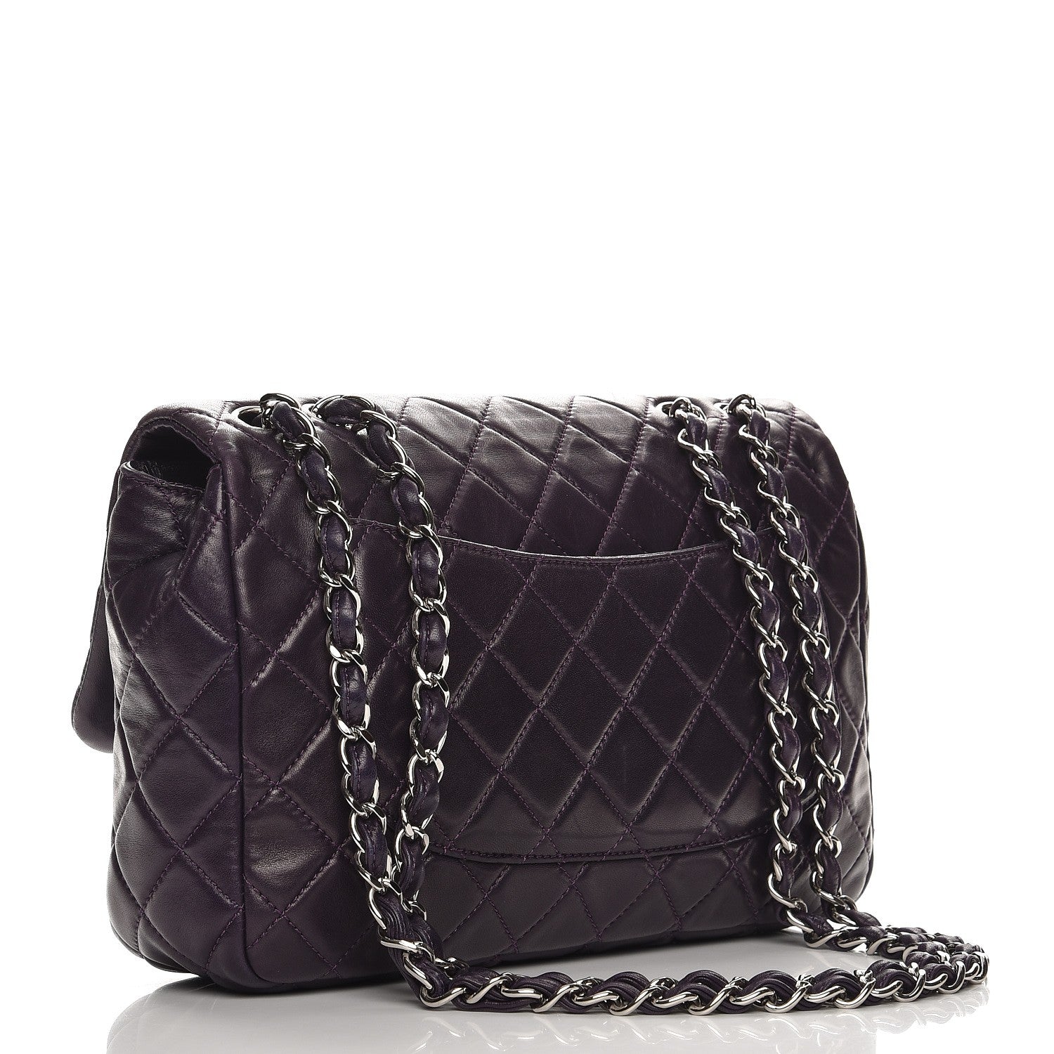 Chanel Lambskin Quilted Jumbo Single Flap Dark Purple 4 of 9