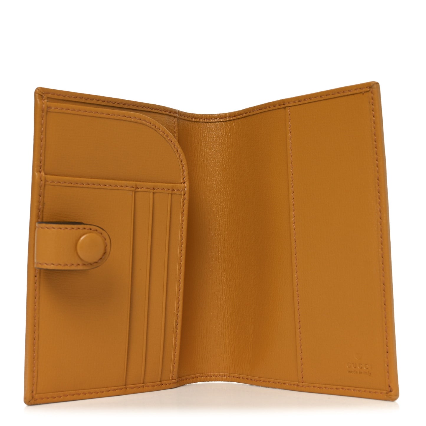 GG Supreme Monogram Textured Calfskin Retro Interlocking G Passport Case Beige Yellow