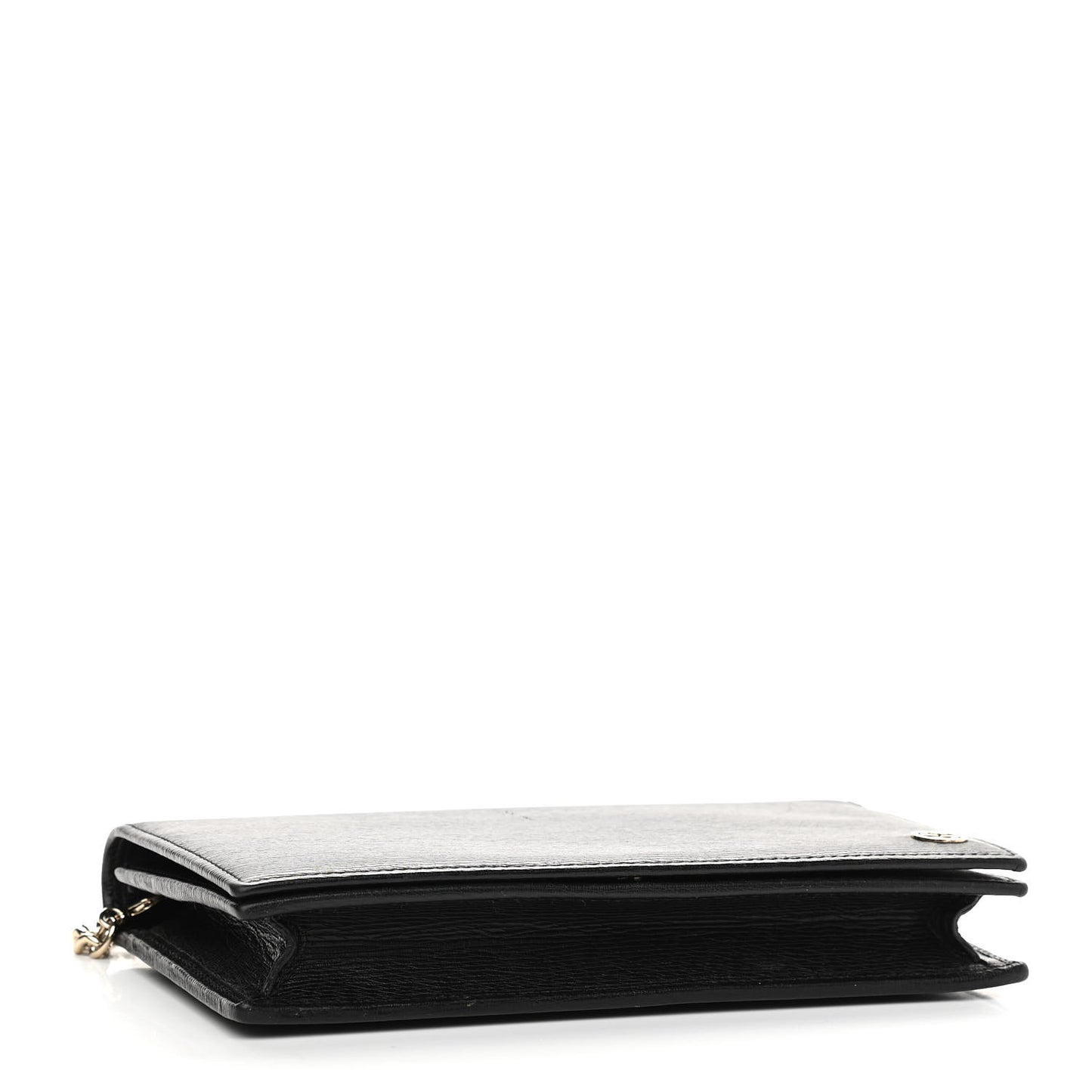 Textured Calfskin Medium Betty Chain Wallet Black