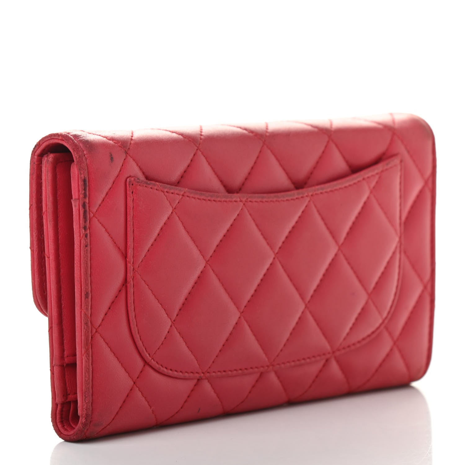 Chanel Lambskin Quilted Large Flap Wallet Dark Pink 3 of 14