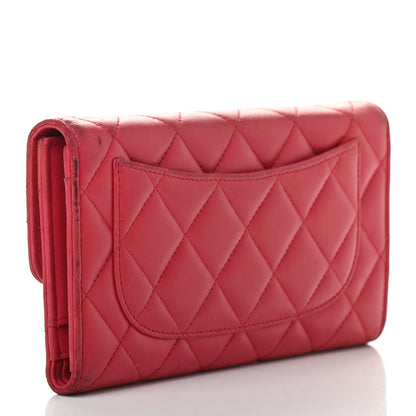 Chanel Lambskin Quilted Large Flap Wallet Dark Pink 3 of 14