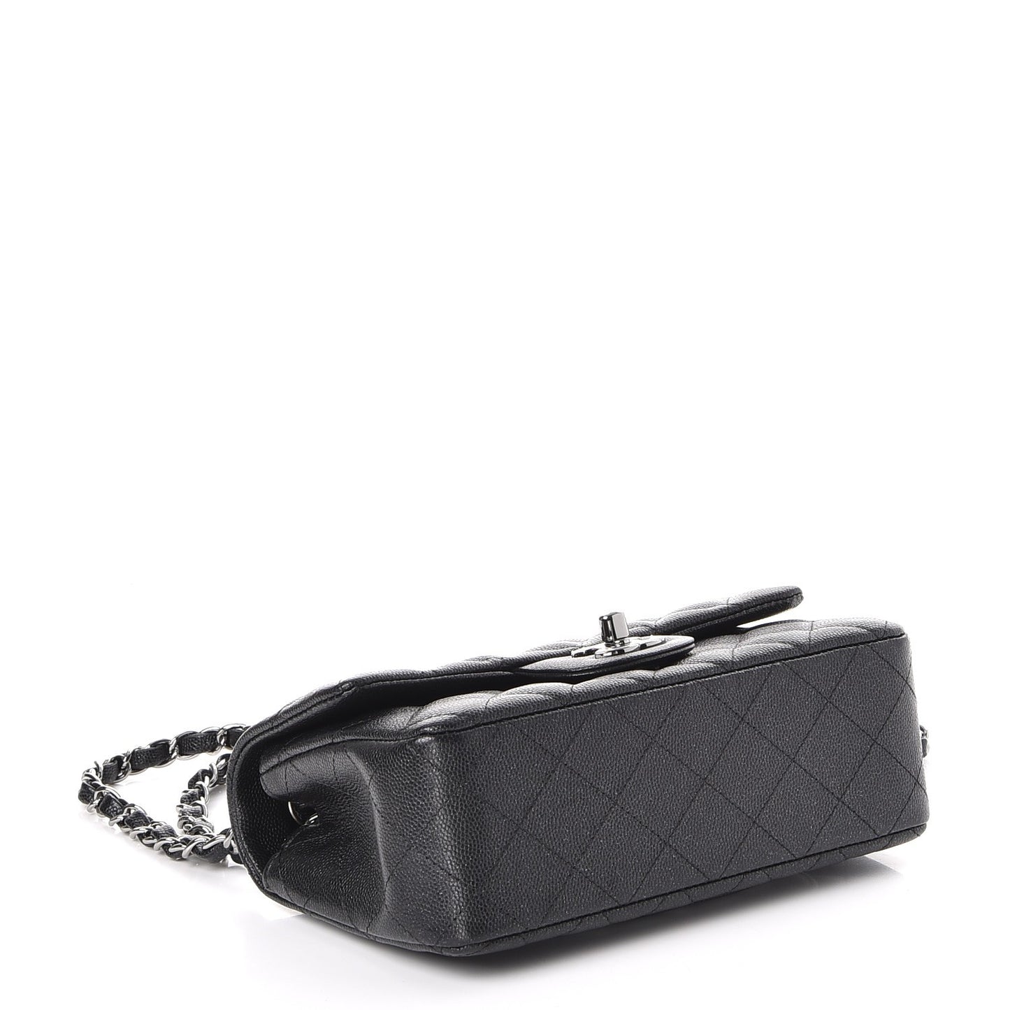 Iridescent Caviar Quilted Mini Rectangular Flap Black