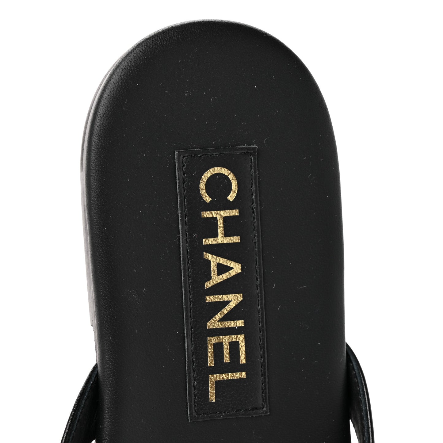 Shiny Lambskin Crystal CC Thong Sandals 39.5 Black