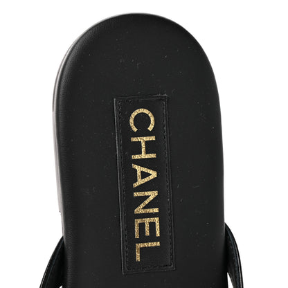 Chanel Shiny Lambskin Crystal CC Thong Sandals 39.5 Black 8 of 10