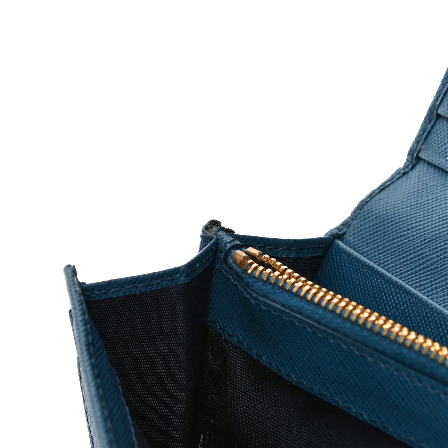Prada Saffiano Metal Continental Flap Wallet Blue 13 of 17
