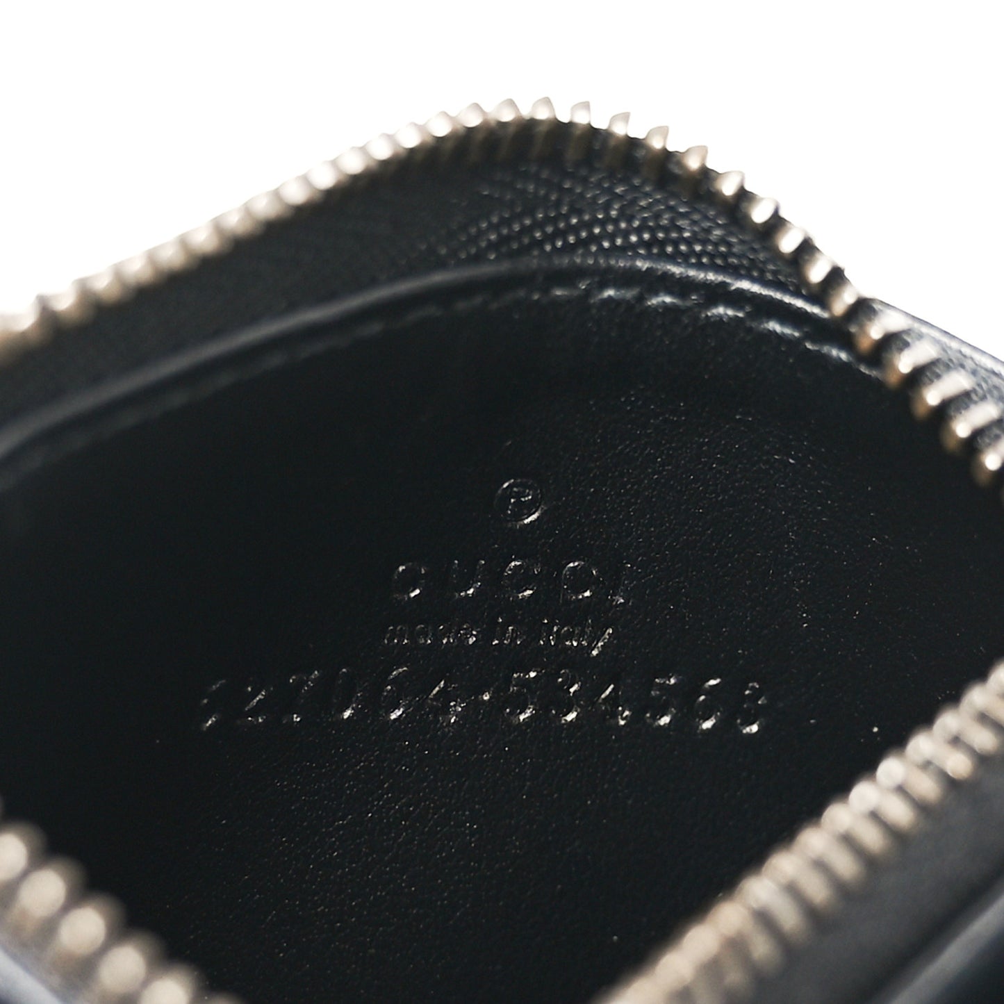 Calfskin Matelasse Chevron GG Marmont Key Case Card Holder Black