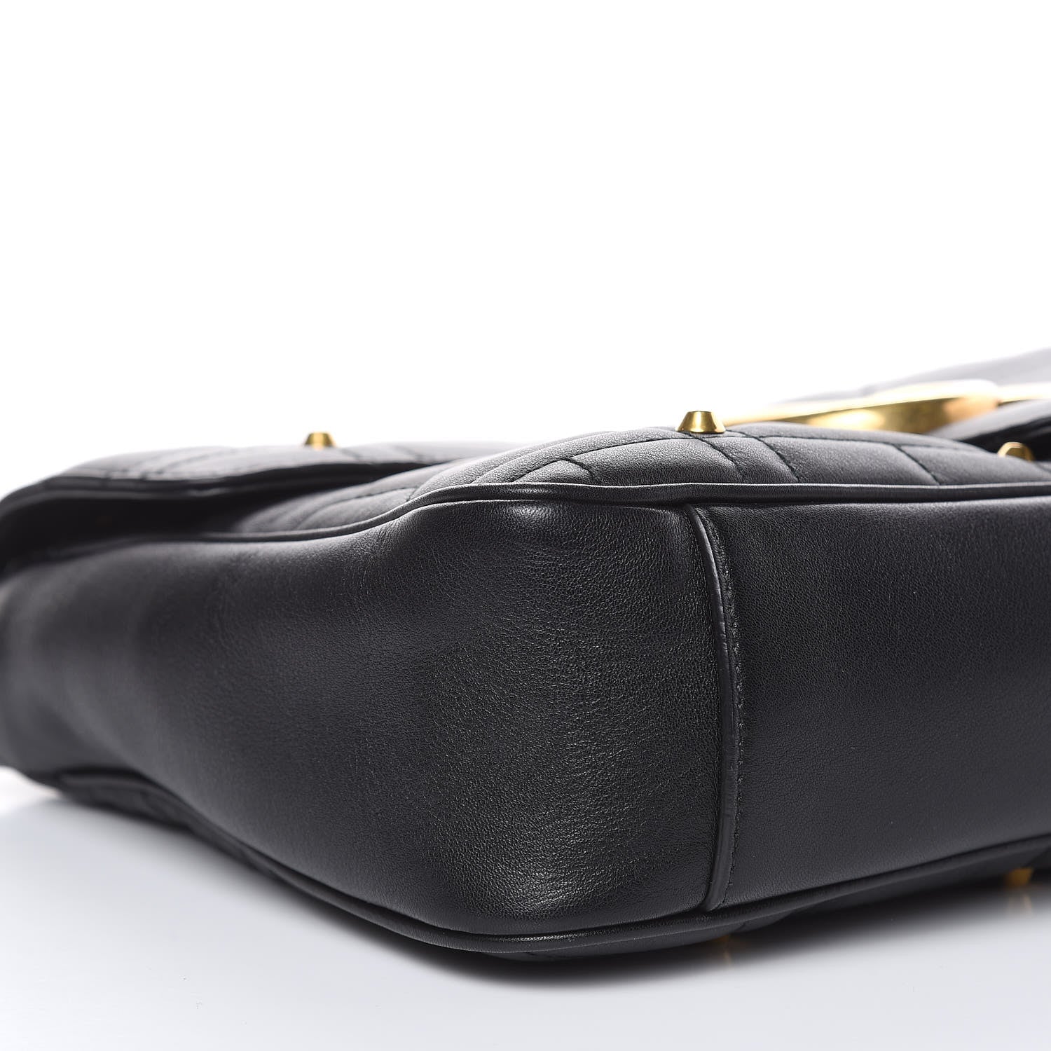 Gucci Calfskin Matelasse Studded Medium GG Marmont Shoulder Bag Black 8 of 12