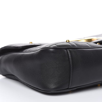 Gucci Calfskin Matelasse Studded Medium GG Marmont Shoulder Bag Black 8 of 12